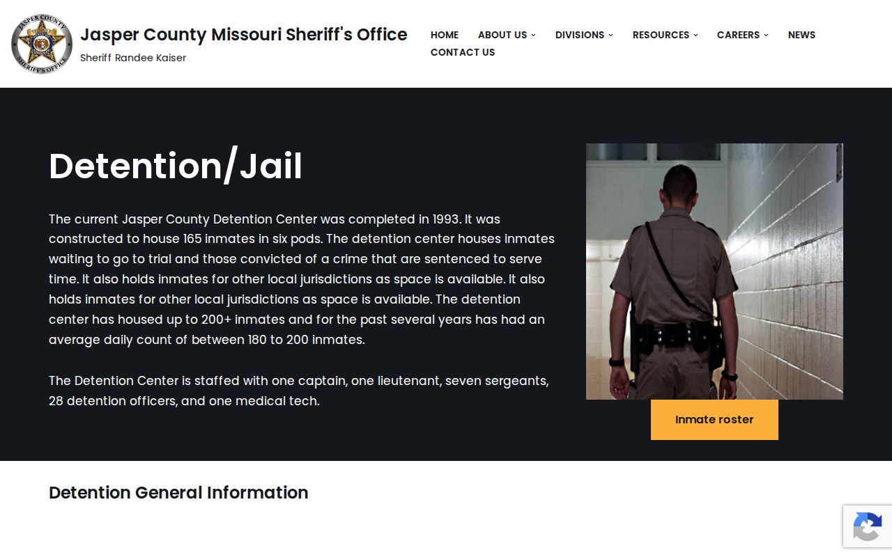 Jasper County arrest history detention division and inmate roster source
