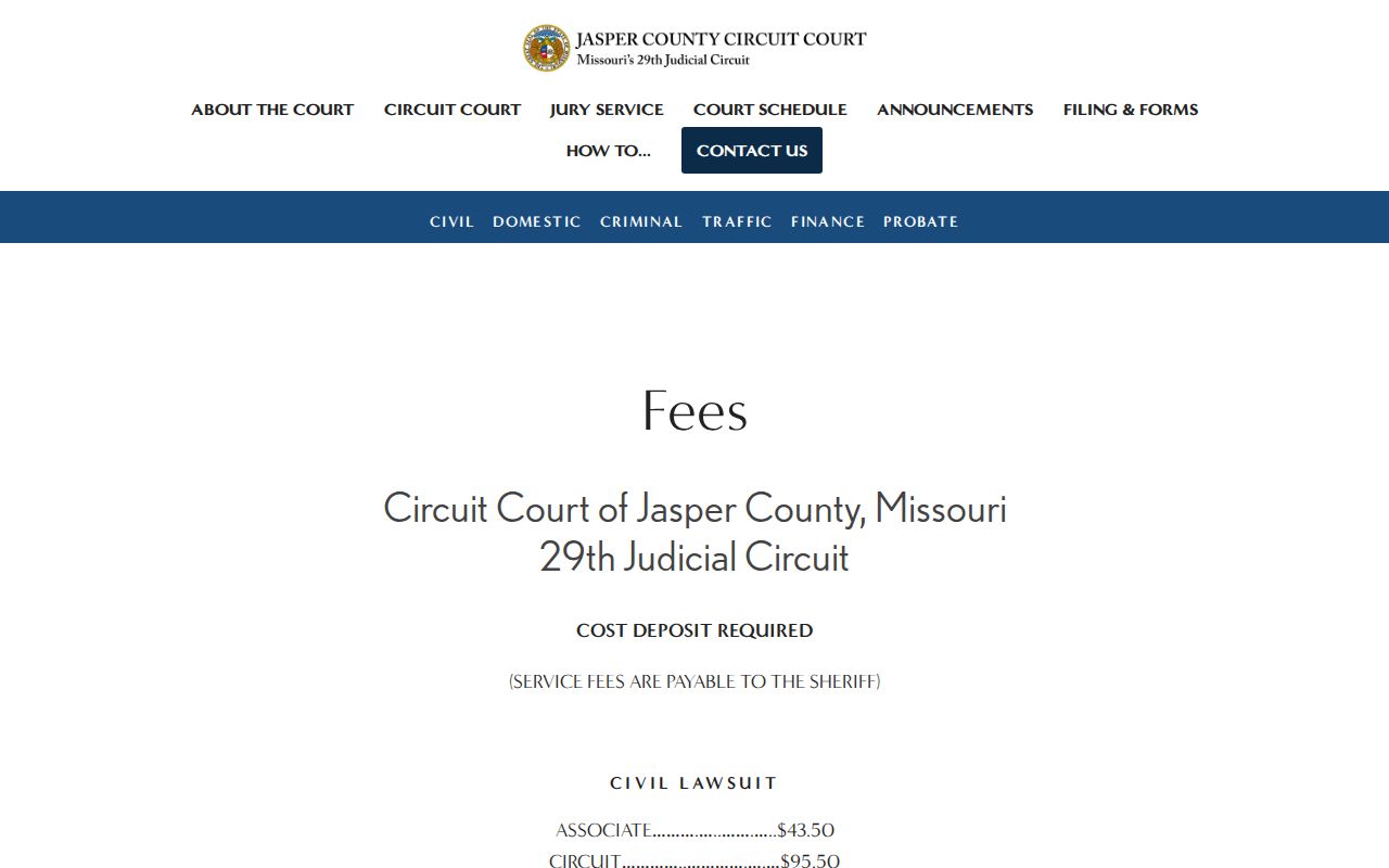 Jasper County criminal court case copy fees and costs