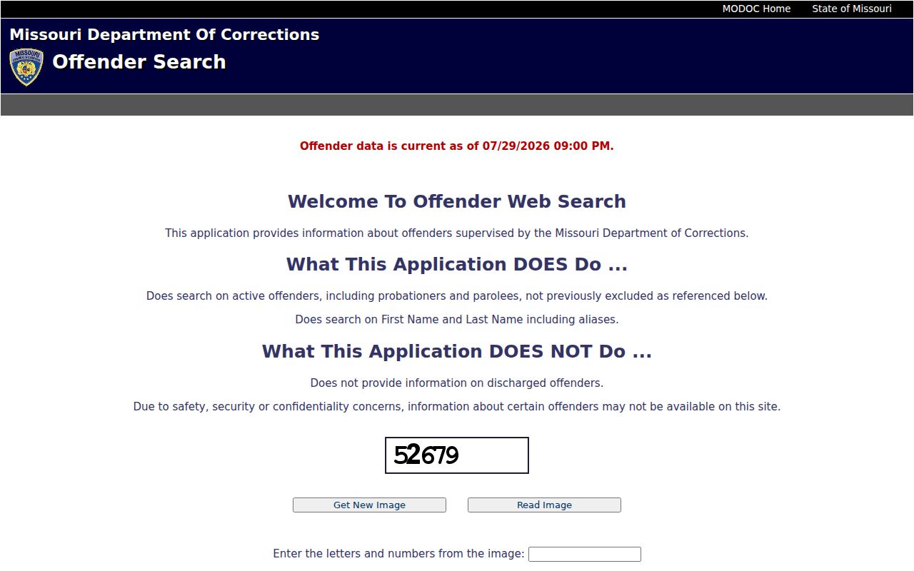 Jasper County criminal history Missouri DOC search